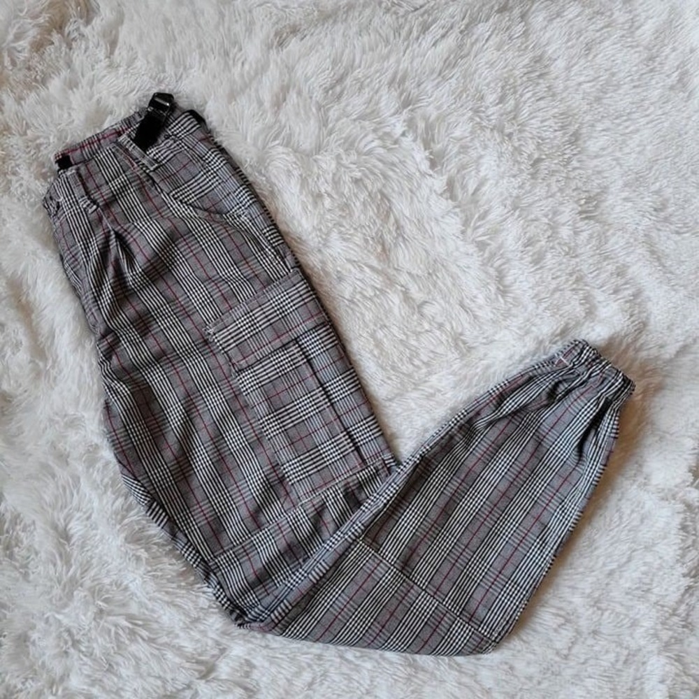 Dolls Kill Poster Girl Plaid Cargo Pants With Elastic Cuffs -S - Picture 6 of 9